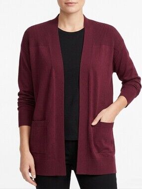 Time and Tru Burgundy Open-Front Cardigan